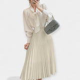 Ilga plisė satino sijonas