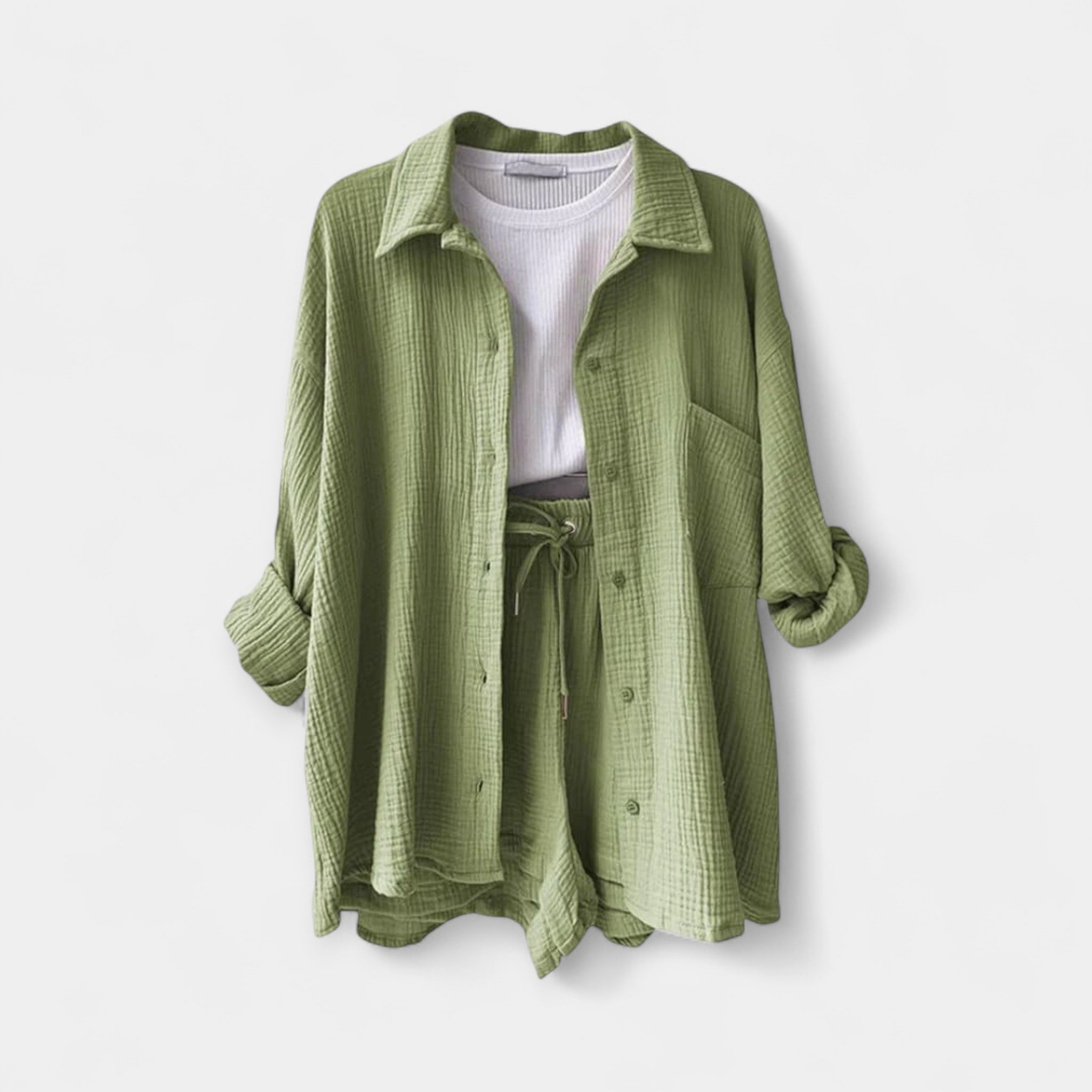 Dvispalvis Vasaros Komplektas Topas ir Šortai