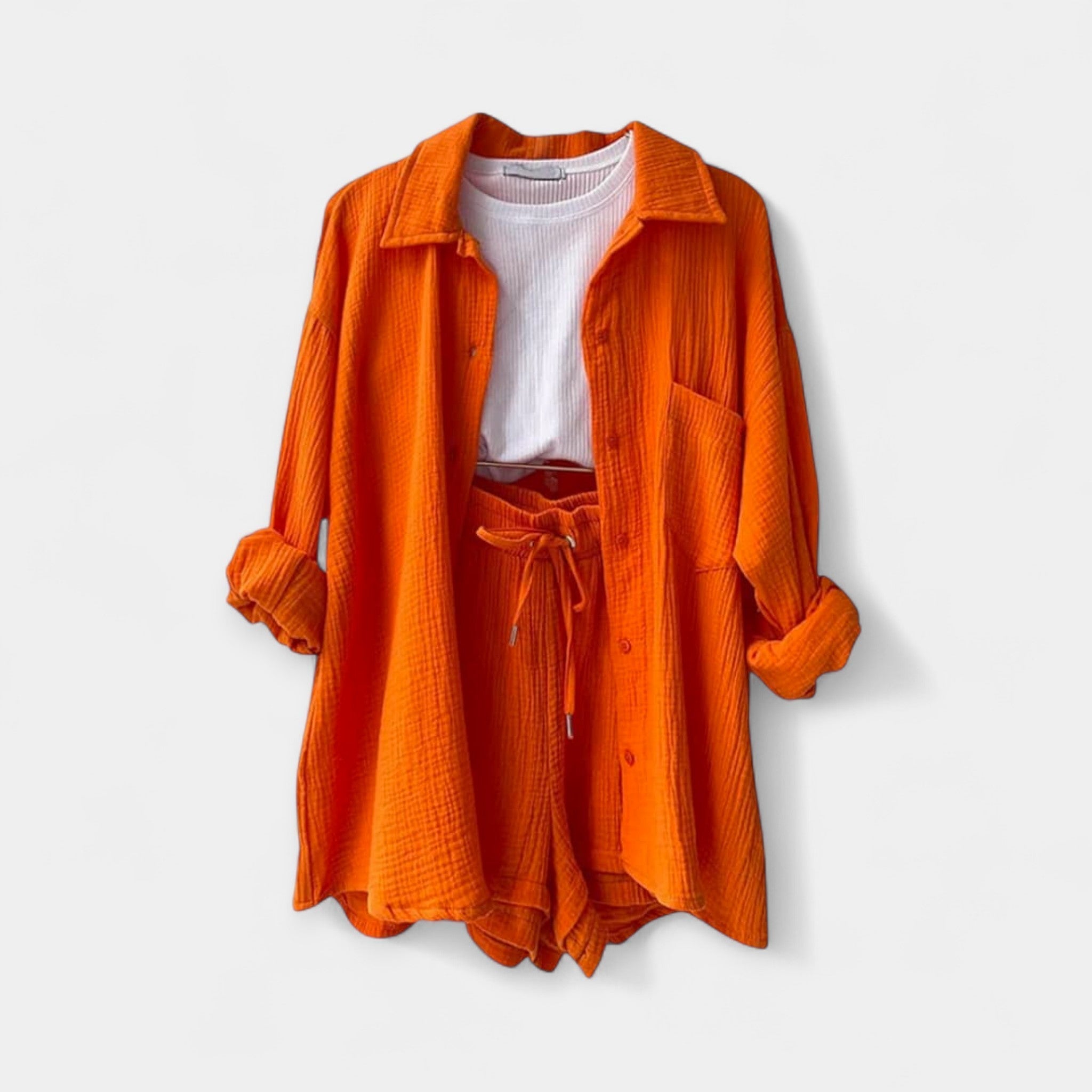 Dvispalvis Vasaros Komplektas Topas ir Šortai