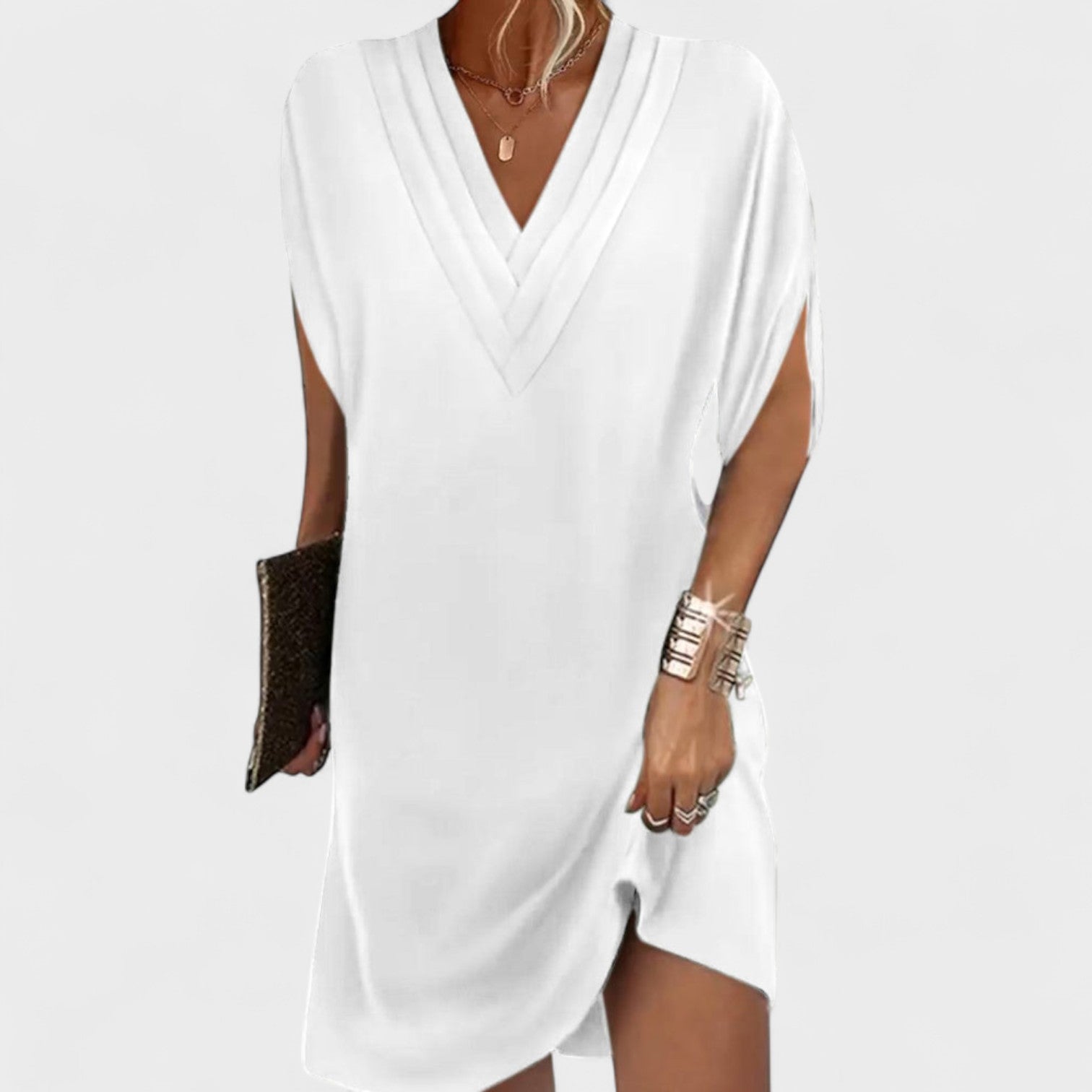 Helena - Elegantiška Suknelė su Atviromis Rankovėmis