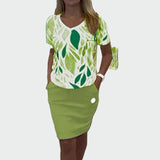 Stilingas Komplektas su Raštu ir Elegantiška Sijonu