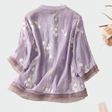 Medvilninė bliuskutė su siuvinėtomis gėlėmis