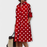 Olga - Moderni Marškinių Suknelė su Apykakle ir 3/4 Rankovėmis