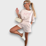 Raižytas marškinėlių ir šortų komplektas su spauda