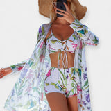 Aukšto juosmens bikini ir paplūdimio drabužiai