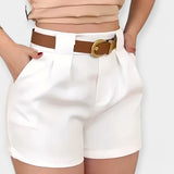 Aukštos liemens plisuoti šortai