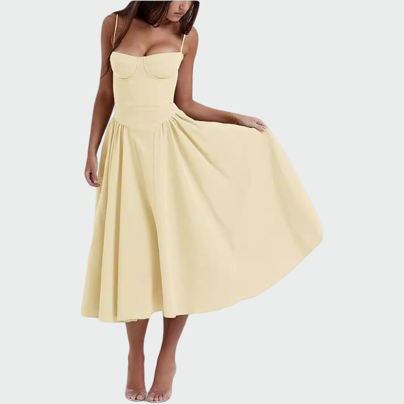 Satino Maxi Suknelė su Plonomis Petnešomis